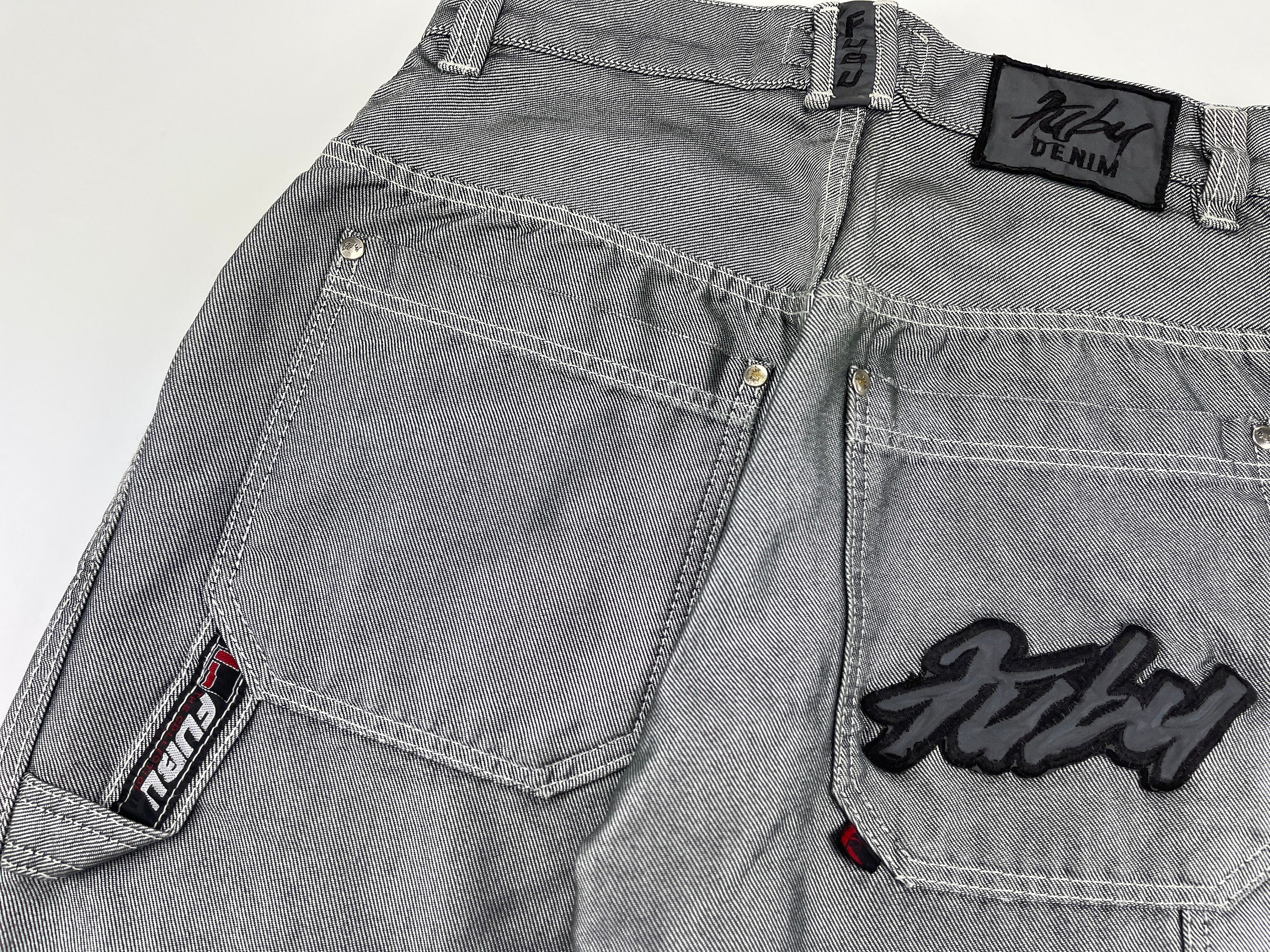 FUBU Jeans Shiny Gray Vintage Baggy 
