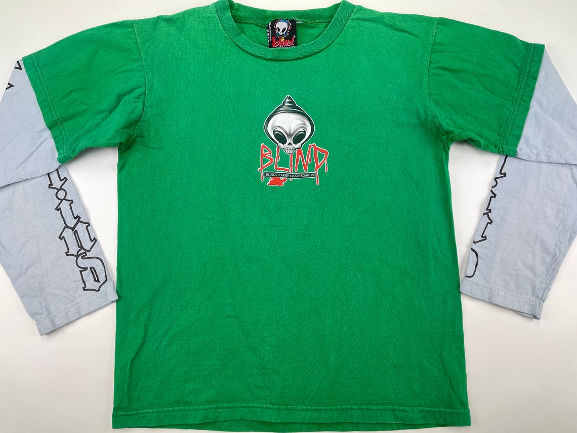 Blind Skateboards Tshirt Vintage Green Jersey 90s Hip Etsy