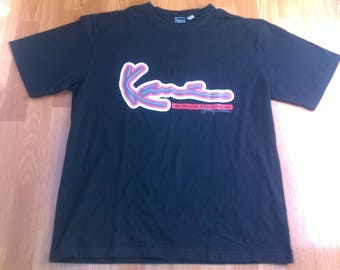 KARL KANI t-shirt, vintage shirt of 90s hip-hop clothing, 1990s hip hop, gangsta rap, black cotton, sewn, old school, size XL