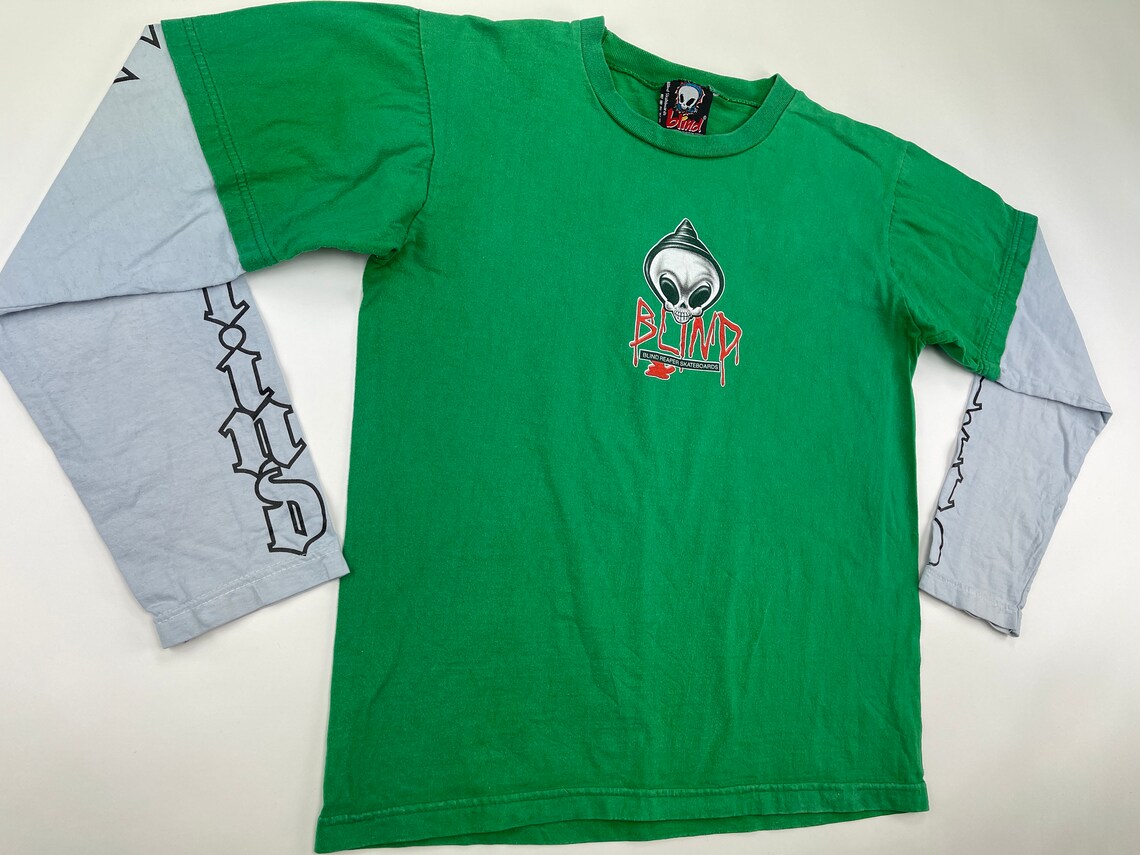 Blind Skateboards Tshirt Vintage Green Jersey 90s Hip Etsy