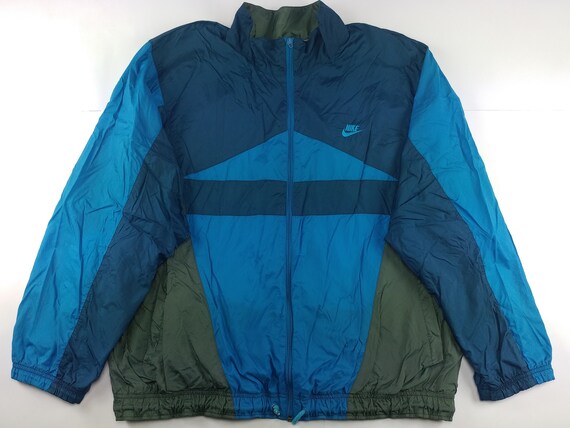 NIKE Jacket Vintage Blue Green Windbreaker 90s Hip Hop - Etsy