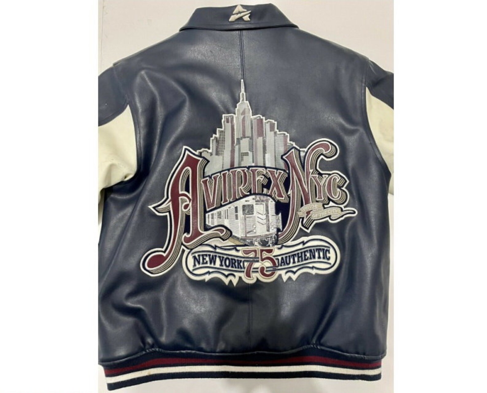 blue avirex leather jacket