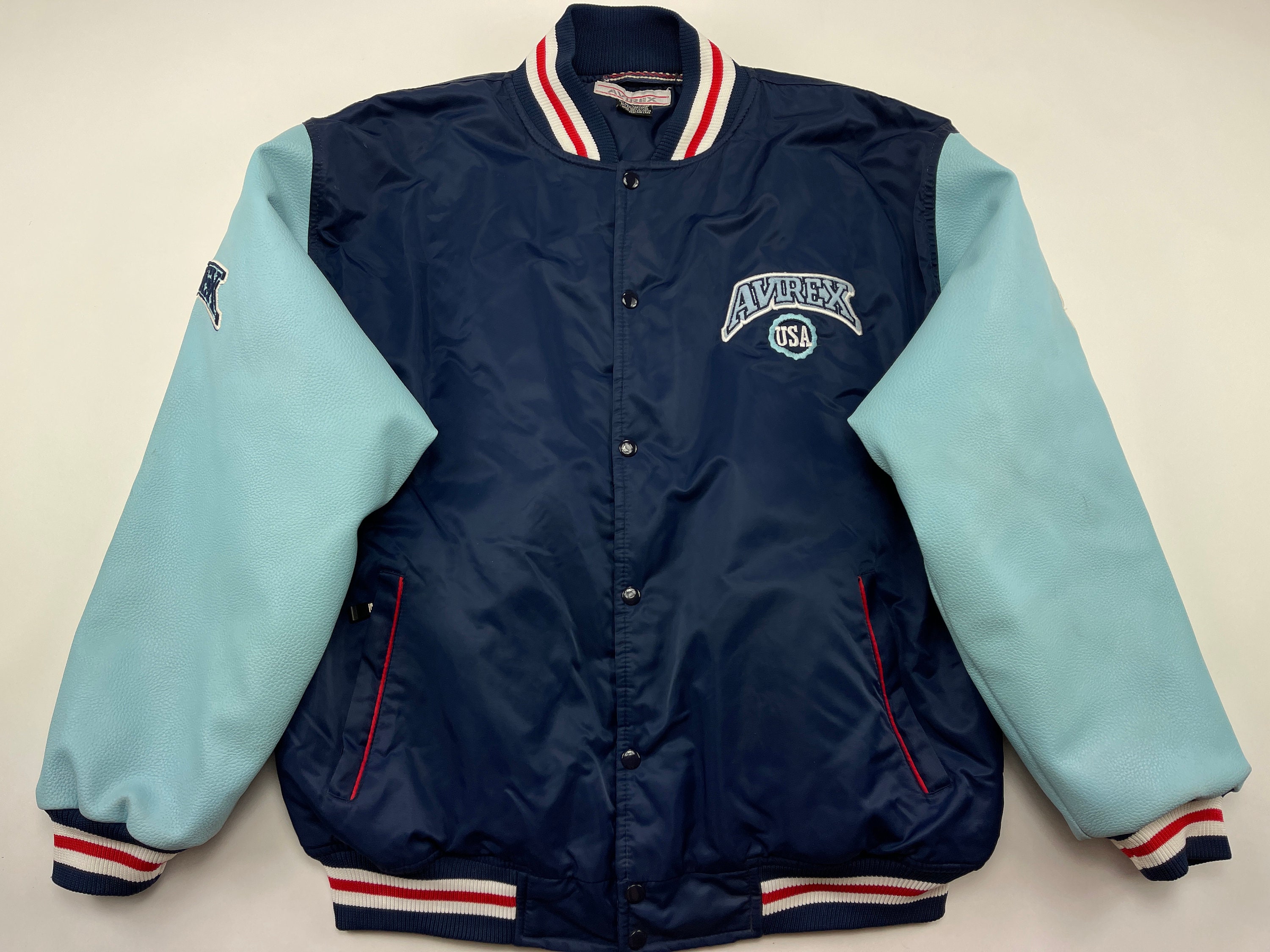 AVIREX Leather Jacket Blue Vintage 