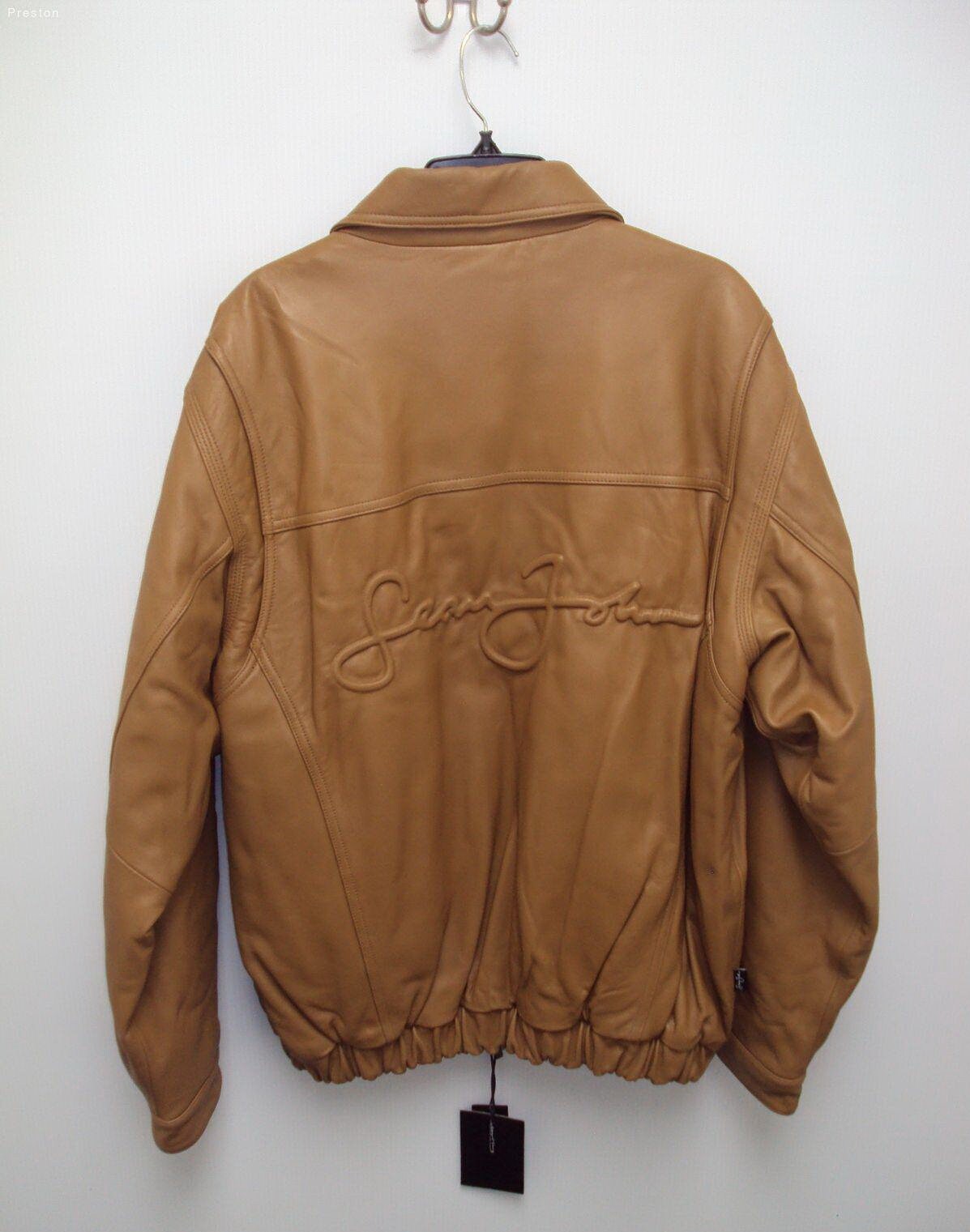 Sean John Leather Jacket Mustard Brown 