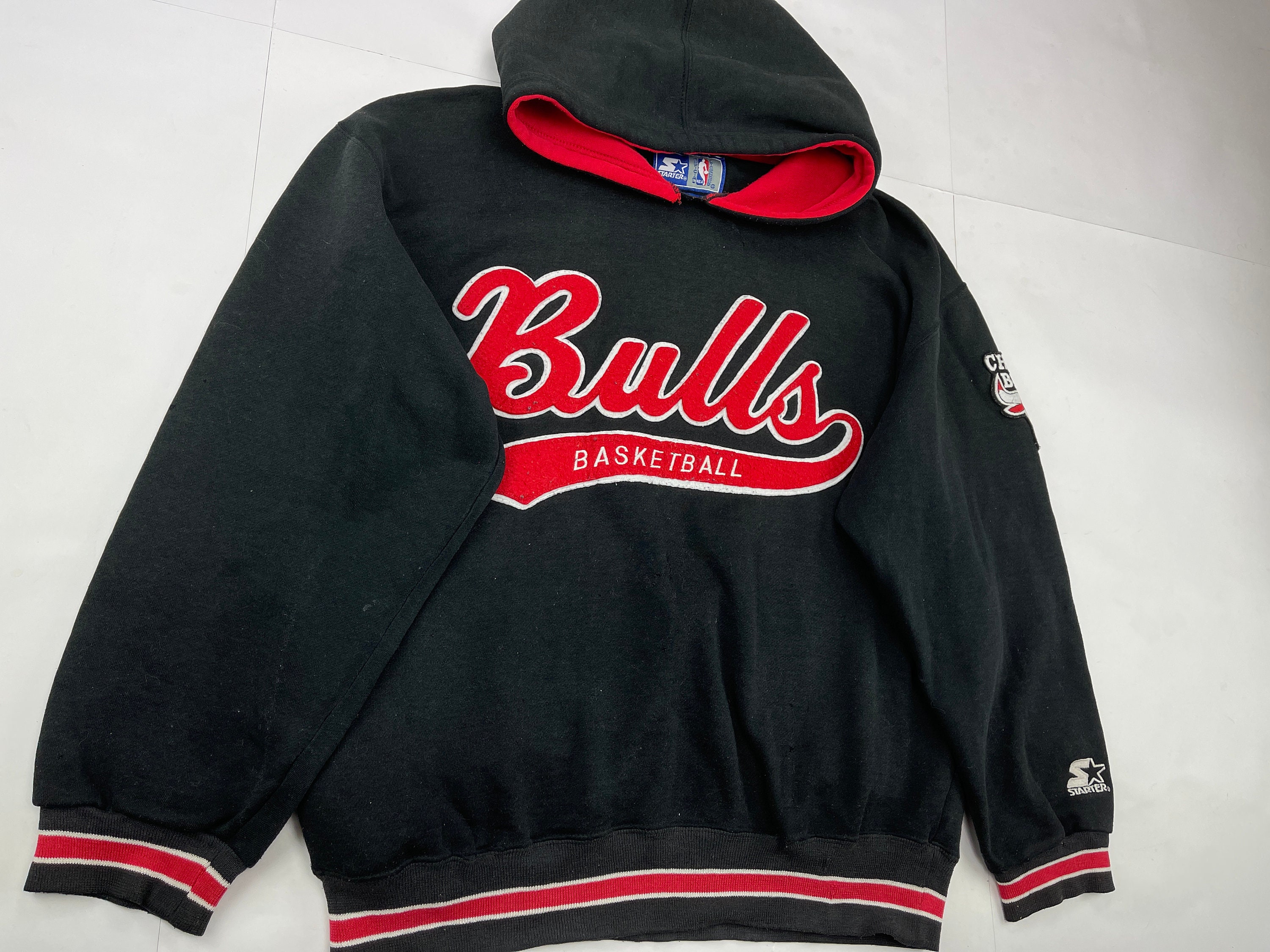 NBA STARTER Chicago Bulls Hoodie Black Vintage Basketball - Etsy