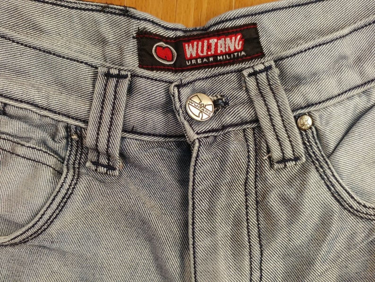 shiny baggy jeans