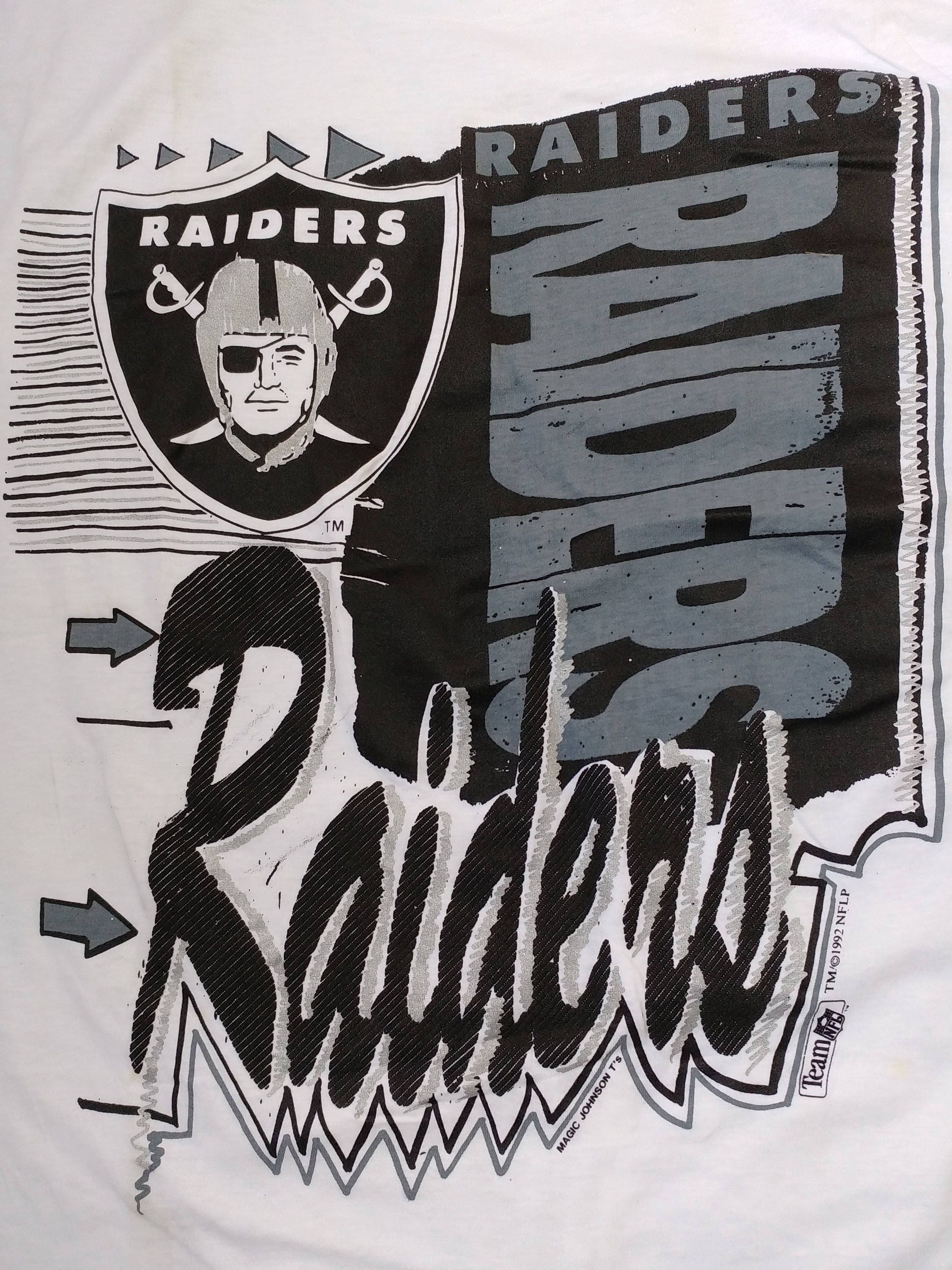 Vintage 1992 Los Angeles Raiders Youth Tee Shirt Black Size