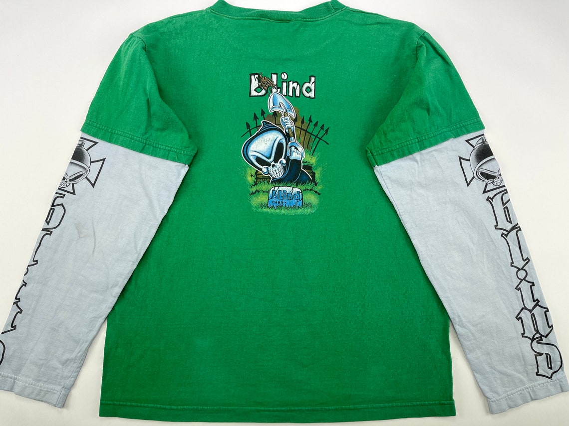 Blind Skateboards Tshirt Vintage Green Jersey 90s Hip Etsy