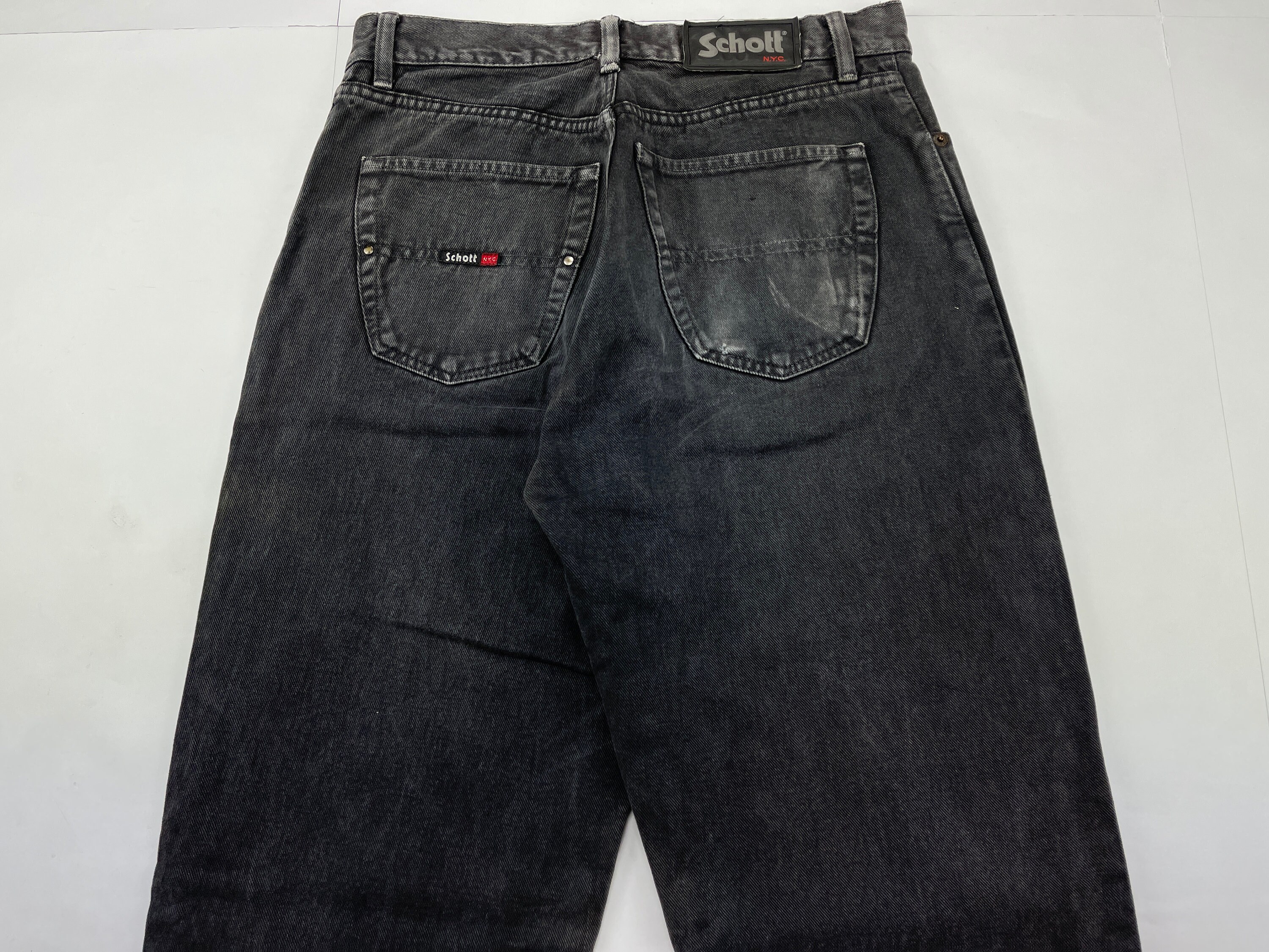 Schott NYC jeans black vintage baggy jeans 90s hip hop Etsy