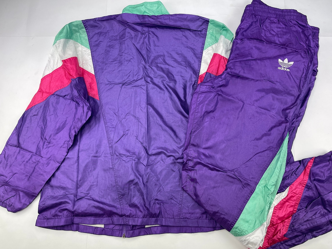 ADIDAS Tracksuit Neon Purple Vintage Track Suit Jacket Pants Etsy