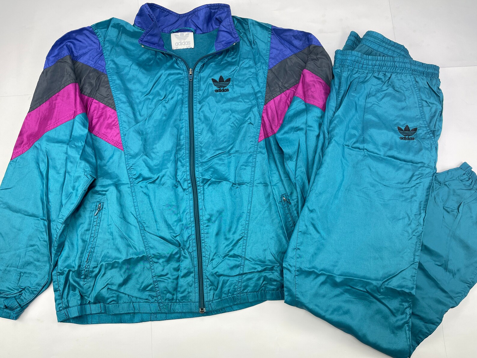 ADIDAS Tracksuit Neon Green Vintage Track Suit Jacket Pants Etsy