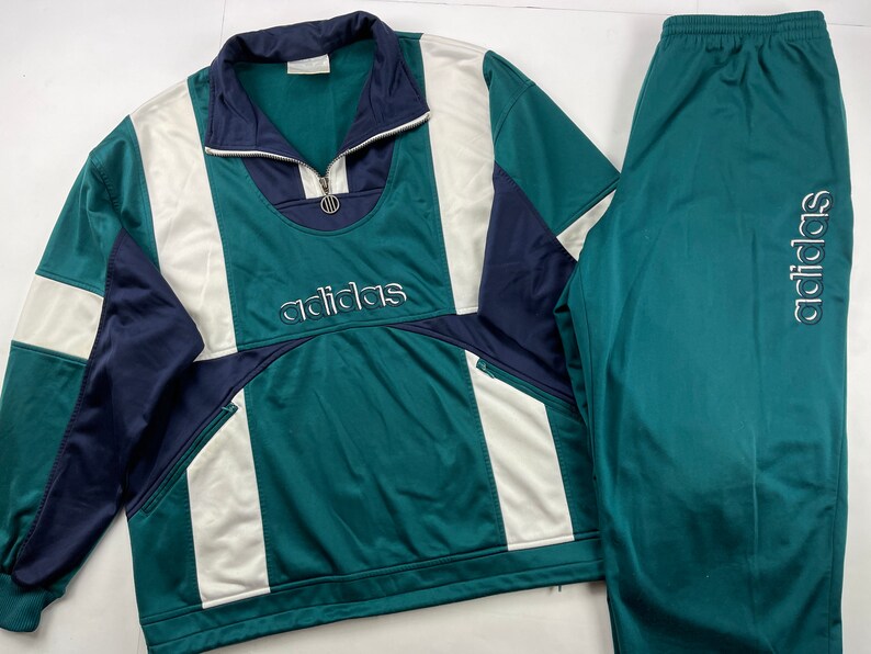 ADIDAS Tracksuit Green Vintage Track Suit Jacket Pants Set - Etsy
