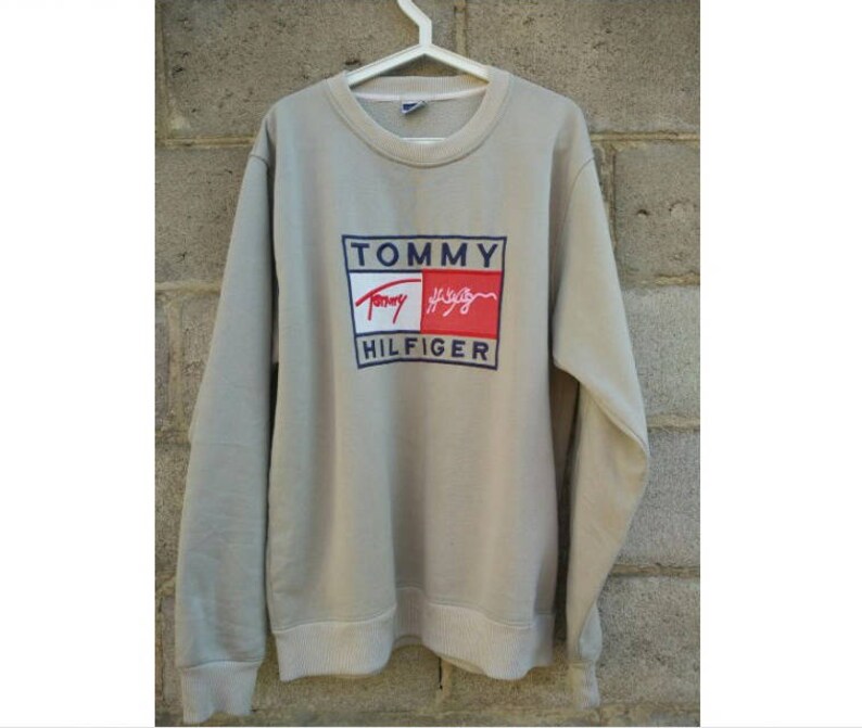 TOMMY HILFIGER sweatshirt vintage gray shirt, Tommy big logo 90s hip hop clothing 1990s hip hop shirt, OG, gangsta rap, sewn, size L Large TOMMY HILFIGER sweatshirt vintage gray shirt, Tommy big logo 90s hip hop clothing 1990s hip hop shirt, OG, gangsta rap, sewn, size L Large