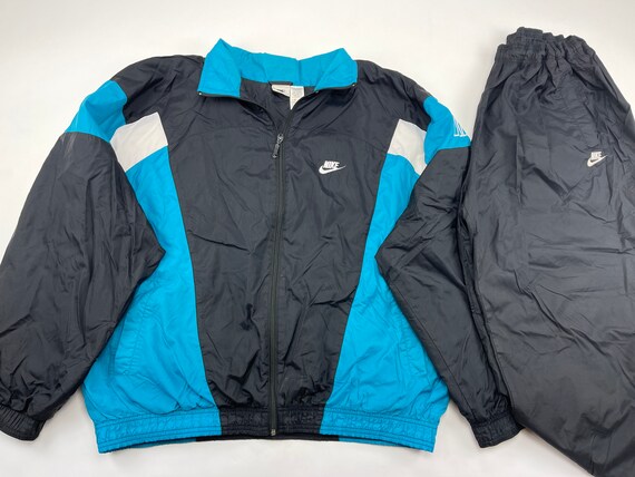 Nike Tracksuit, Black, Vintage Track Suit, Jacket Pants, 90s Hip