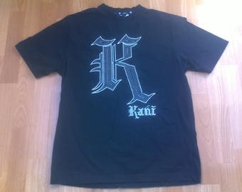 KARL KANI t-shirt, vintage shirt of 90s hip-hop clothing, 1990s hip hop, gangsta rap, black cotton, sewn, old school, size S Small
