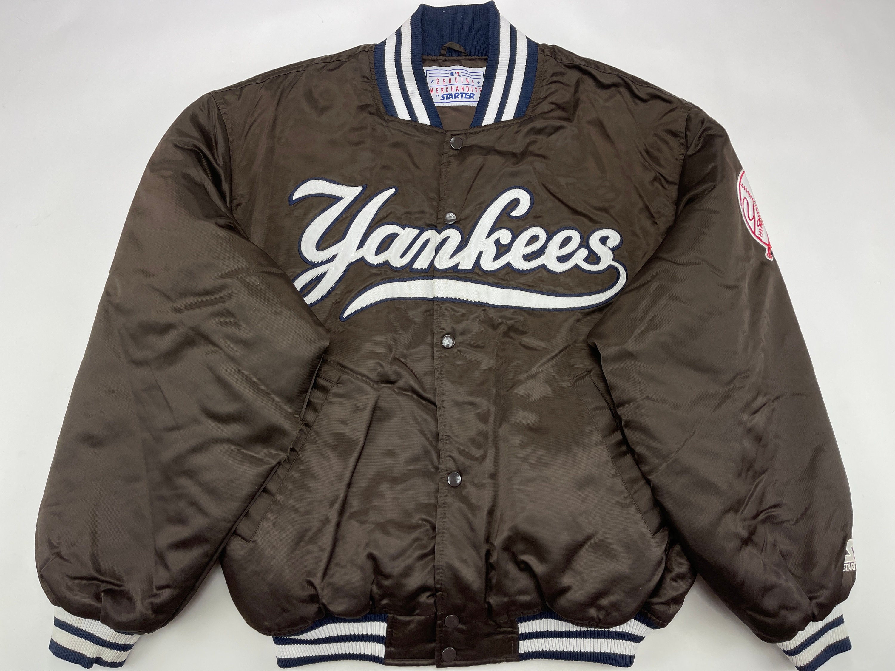 1990s Mlb New York Yankees Puffy Cotton Button Up Starter Jacket