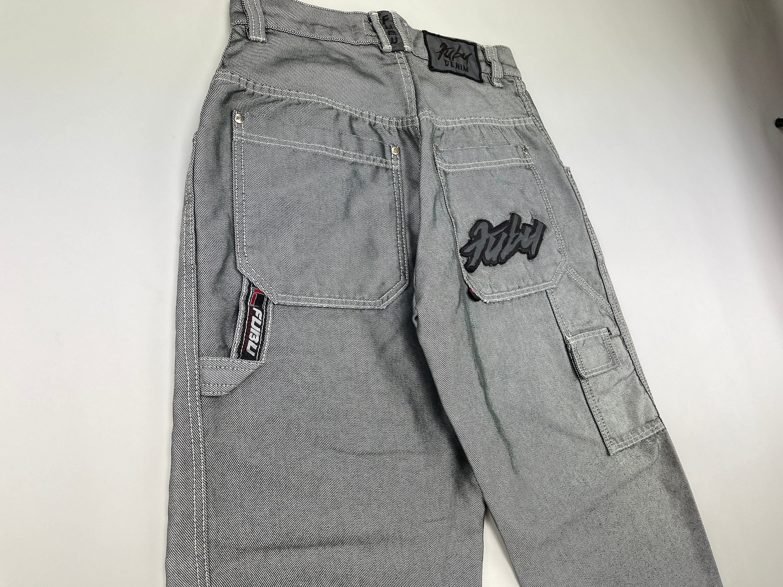 FUBU Jeans Shiny Gray Vintage Baggy 
