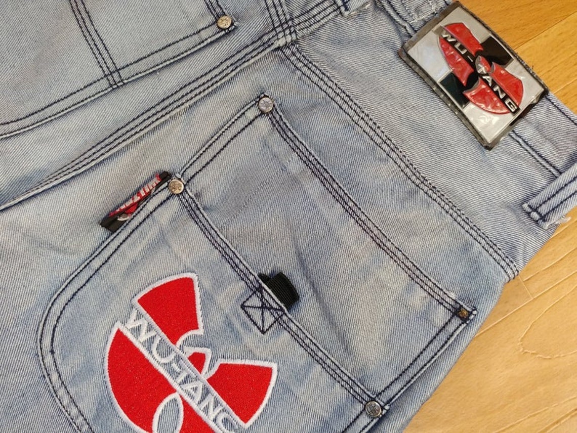 shiny baggy jeans