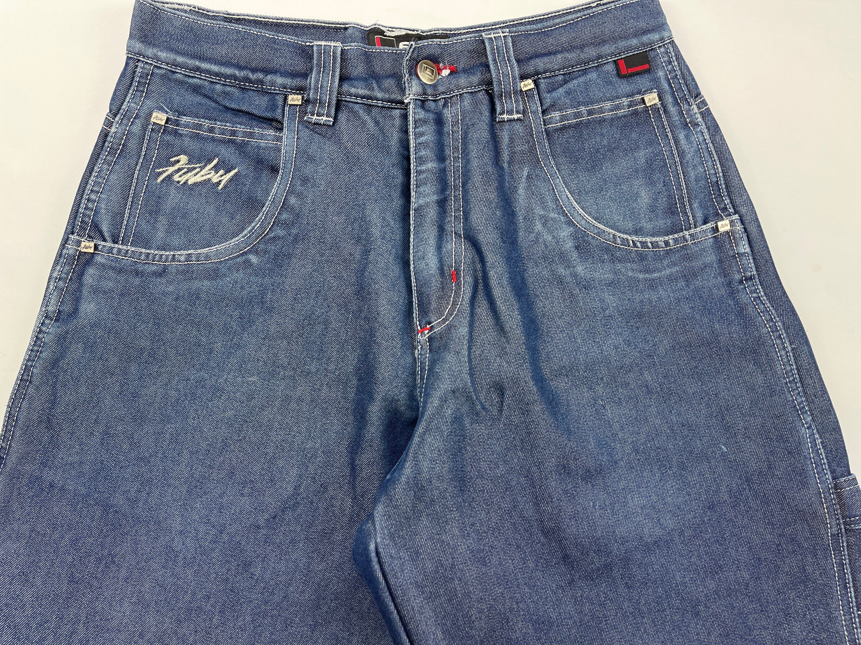 FUBU Jeans Shiny Blue Vintage Baggy 