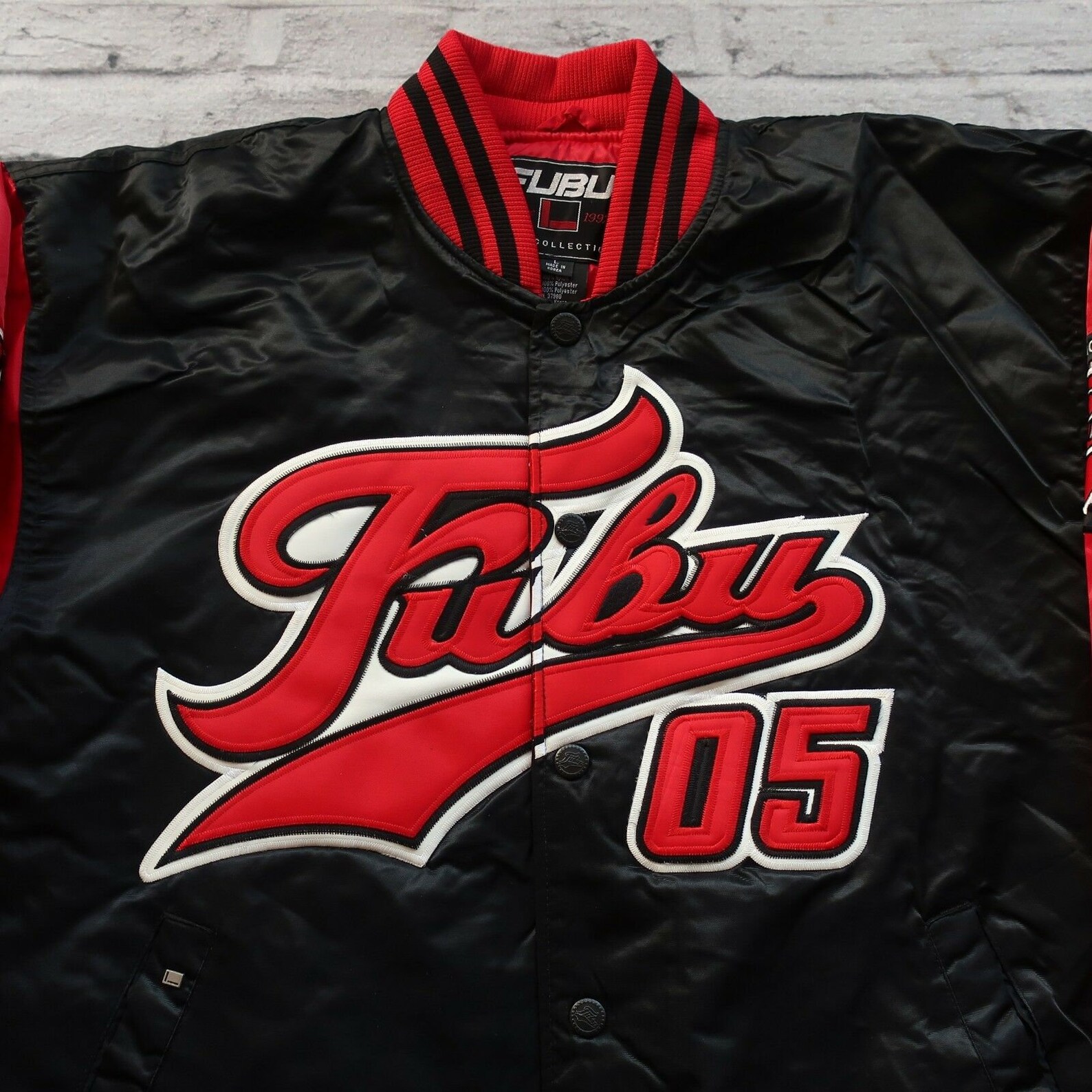 FUBU Jacket Red Black Vintage College Varsity Bomber 90s Hip Etsy