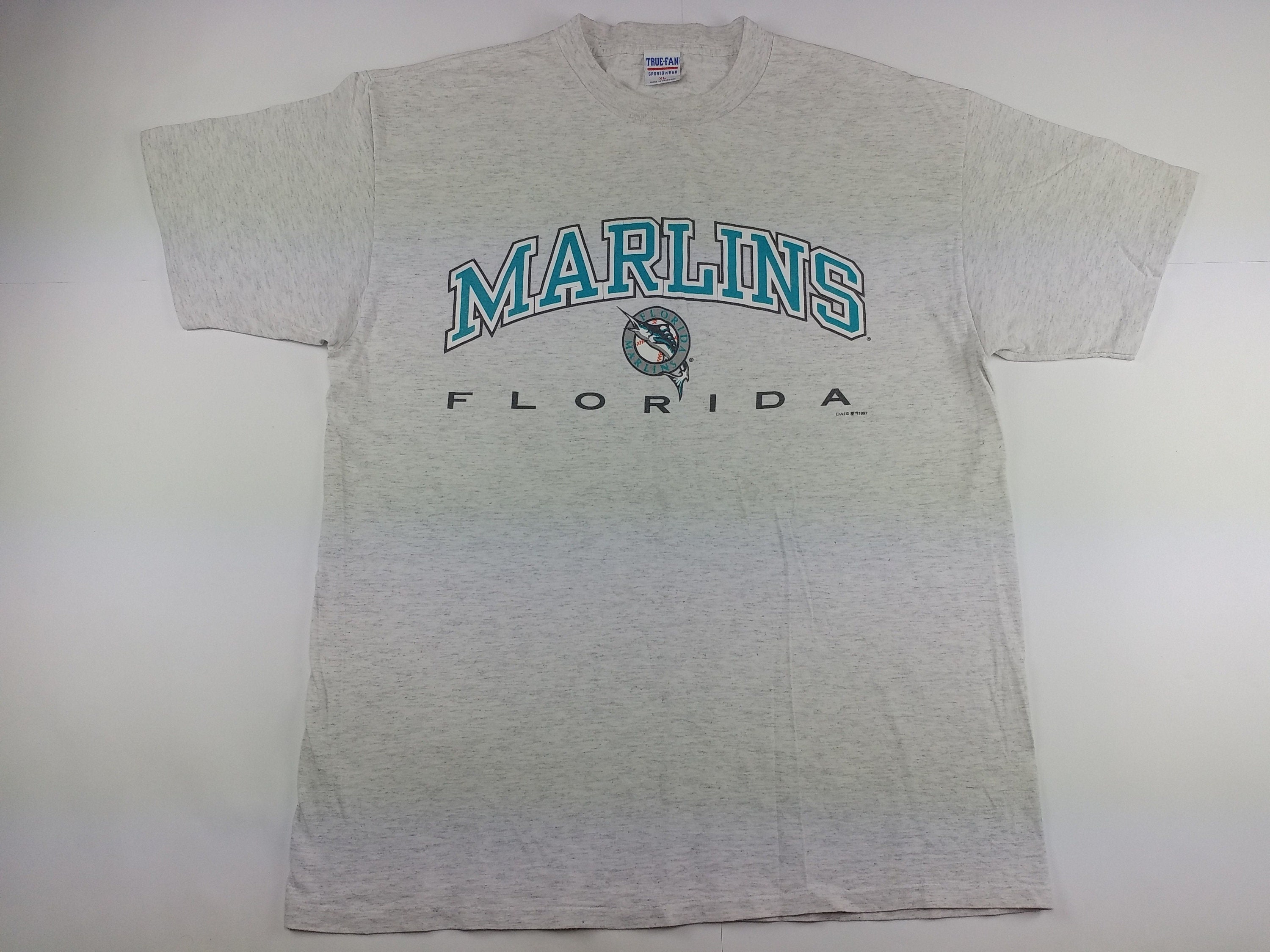 Vintage Miami Marlins Jersey Mens XL Blue White Diamond Collection