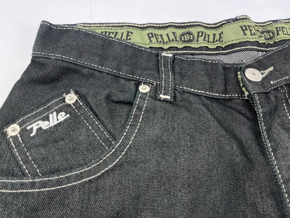 Pelle Pelle Jeans Shiny Black Silver Metallic Vintage Baggy - Etsy