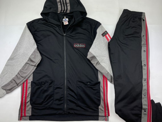 ADIDAS tracksuit, black, vintage track suit, jacket p… - Gem