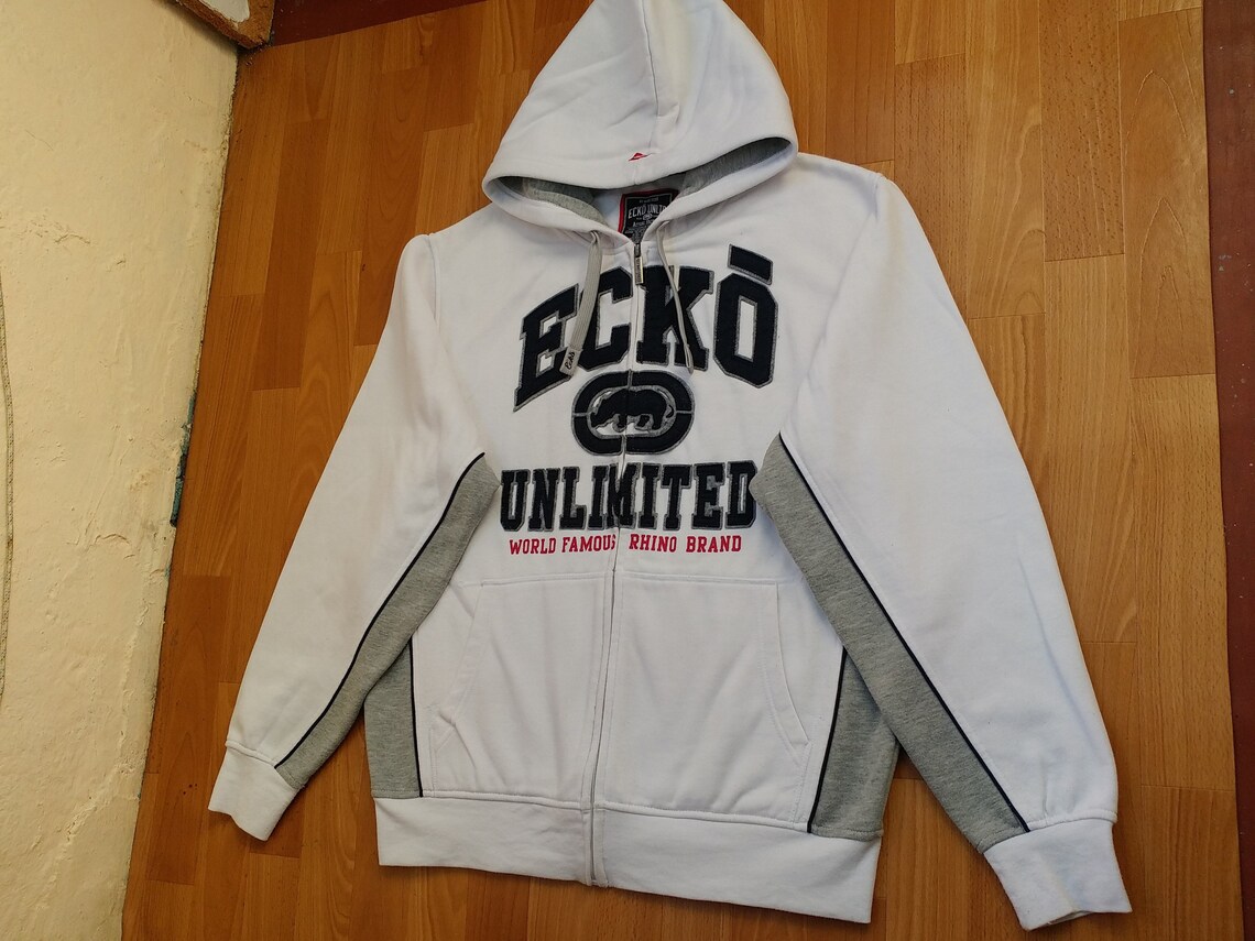 ECKO UNLTD hoodie white vintage hip hop sweatshirt 90s | Etsy