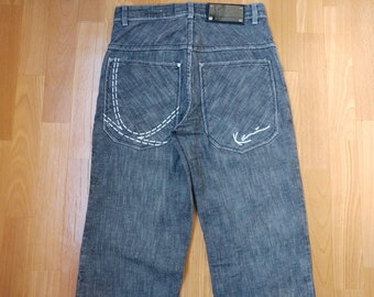 KARL KANI jeans, vintage baggy Kani jeans loose black 90s hip-hop clothing, old school 1990s hip hop, OG, gangsta rap, size W 28