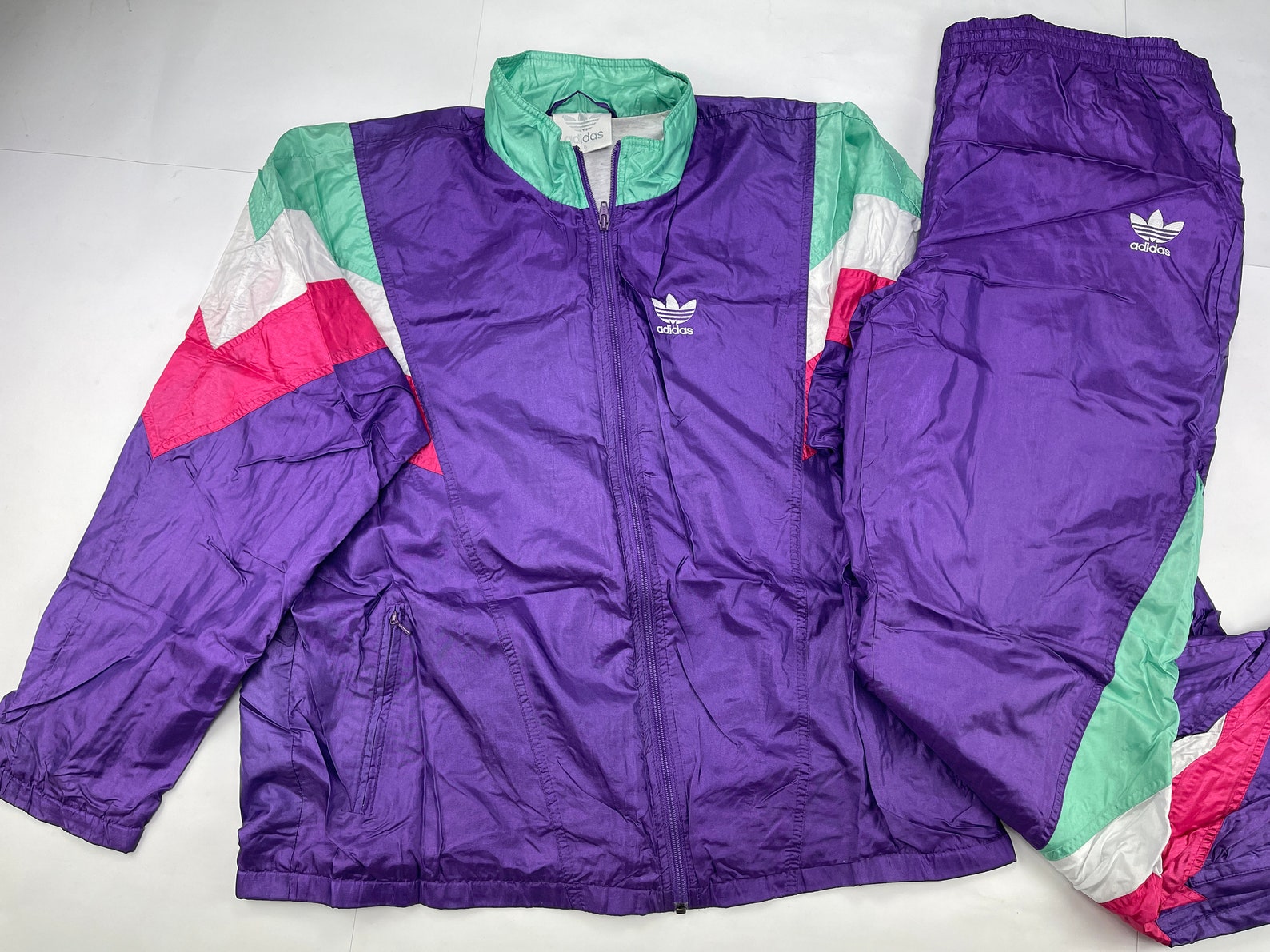 ADIDAS Tracksuit Neon Purple Vintage Track Suit Jacket Pants - Etsy