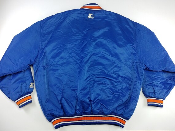 Shop Starter New York Knicks Remix Satin Jacket LS130459-NYK blue