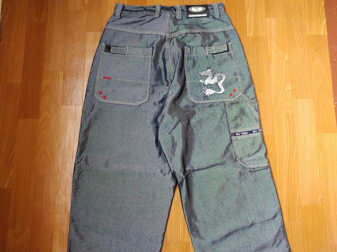 WU WEAR jeans shiny gray vintage hip hop baggy loose jeans Etsy