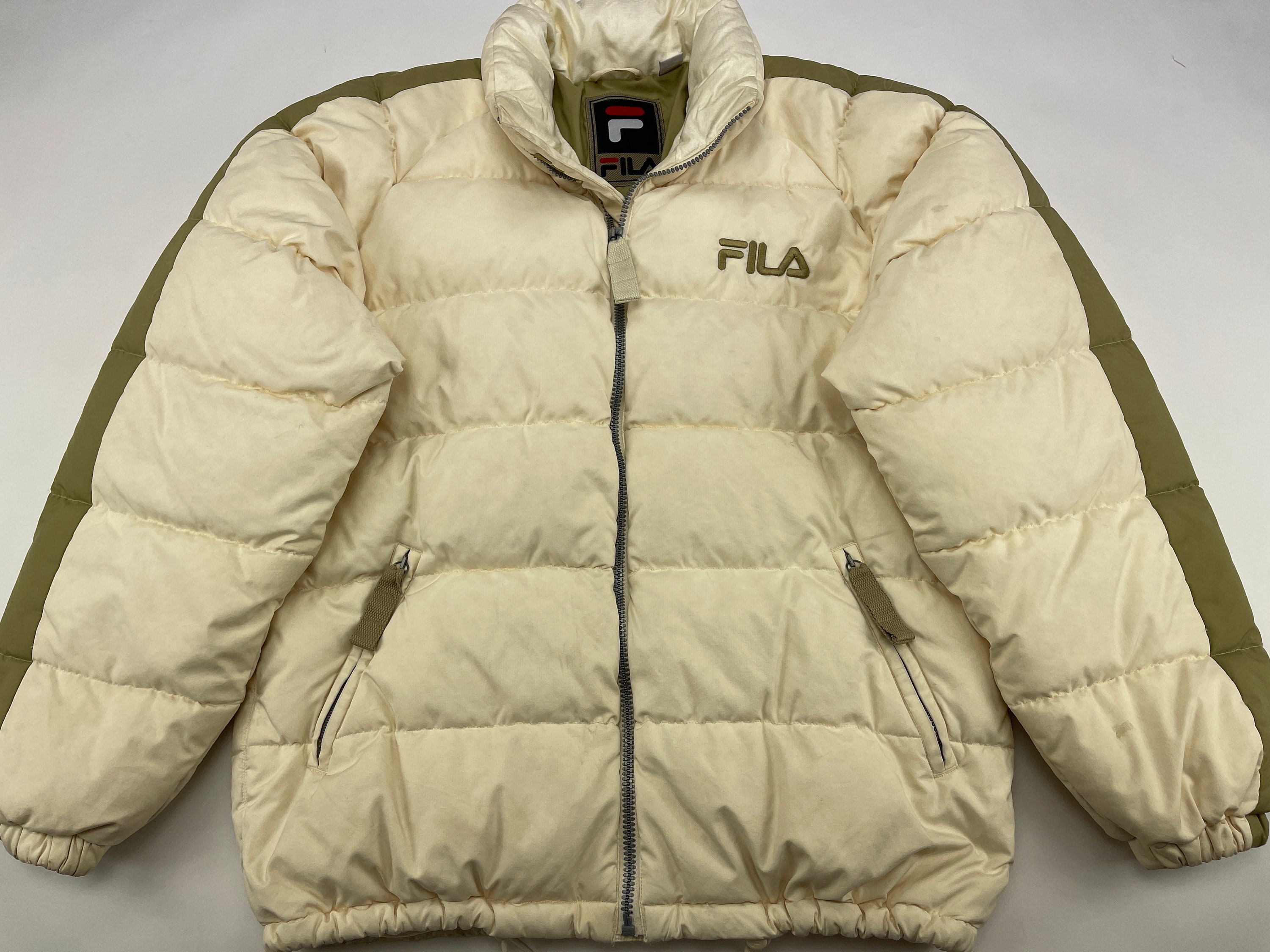 Opstand Blij Fraude FILA Jacket Beige Down Vintage Puffer Jacket 90s Hip Hop - Etsy