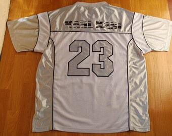KARL KANI jersey, vintage hiphop t-shirt of 90s hip-hop clothing, 1990s hip hop shirt, polyester og gangsta rap old-school, OG, size L Large