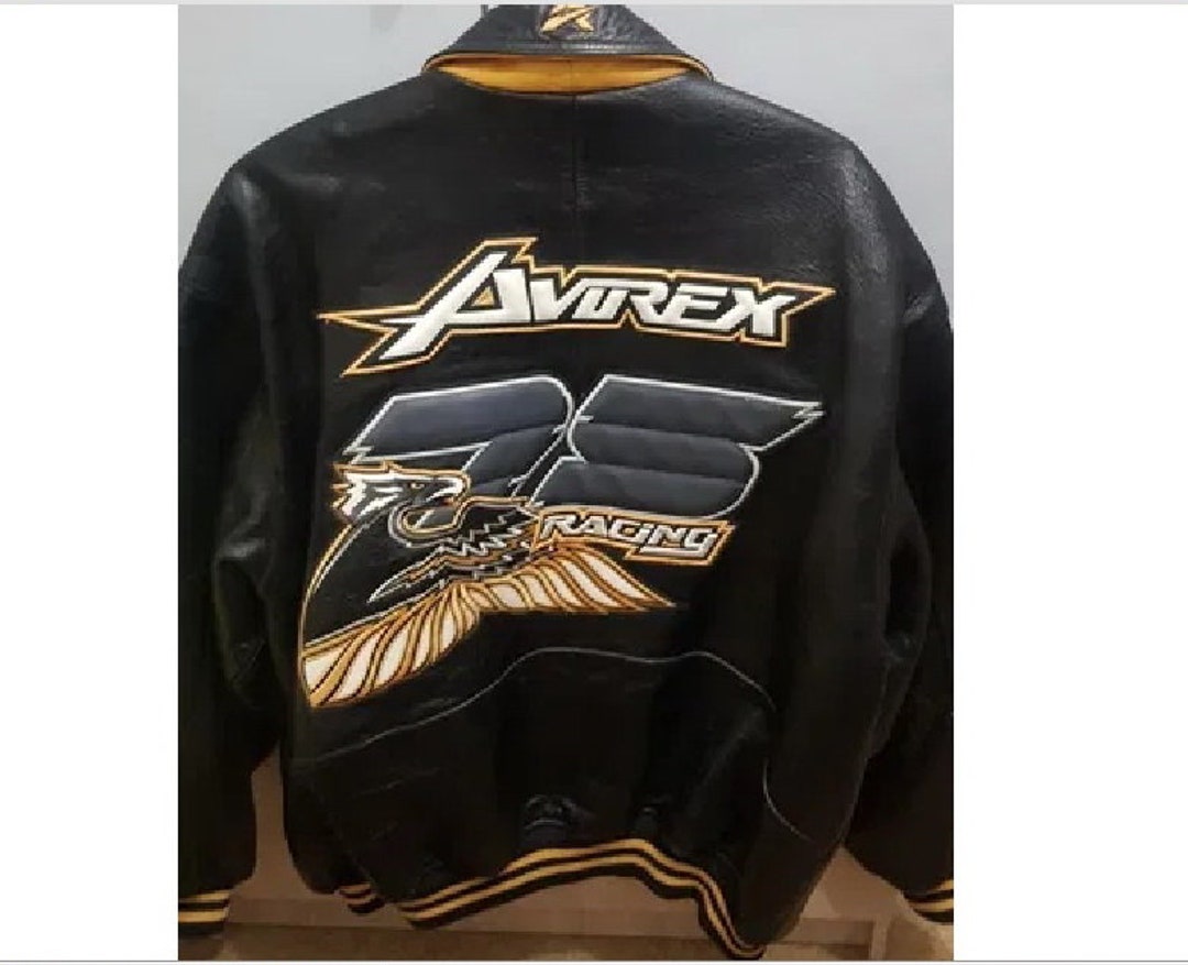 AVIREX Leather Jacket 25th Racing Black Vintage Leather - Etsy