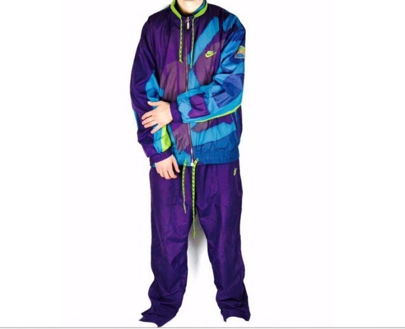 Old School NIKE Tracksuit, Vintage 1990s Neon Purple Nylon Track