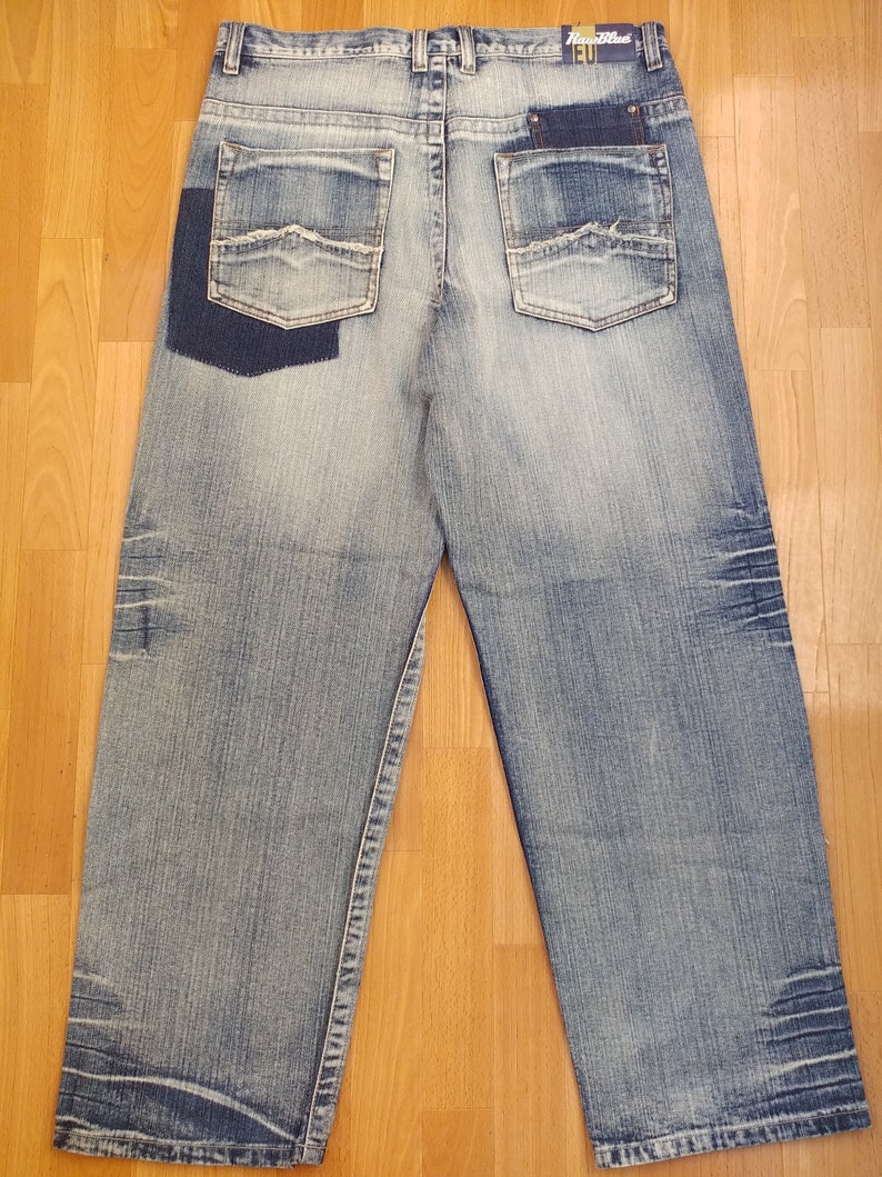 blue wash baggy jeans