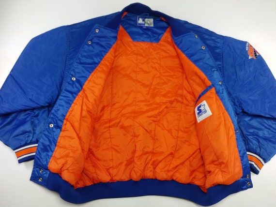 Shop Starter New York Knicks Remix Satin Jacket LS130459-NYK blue