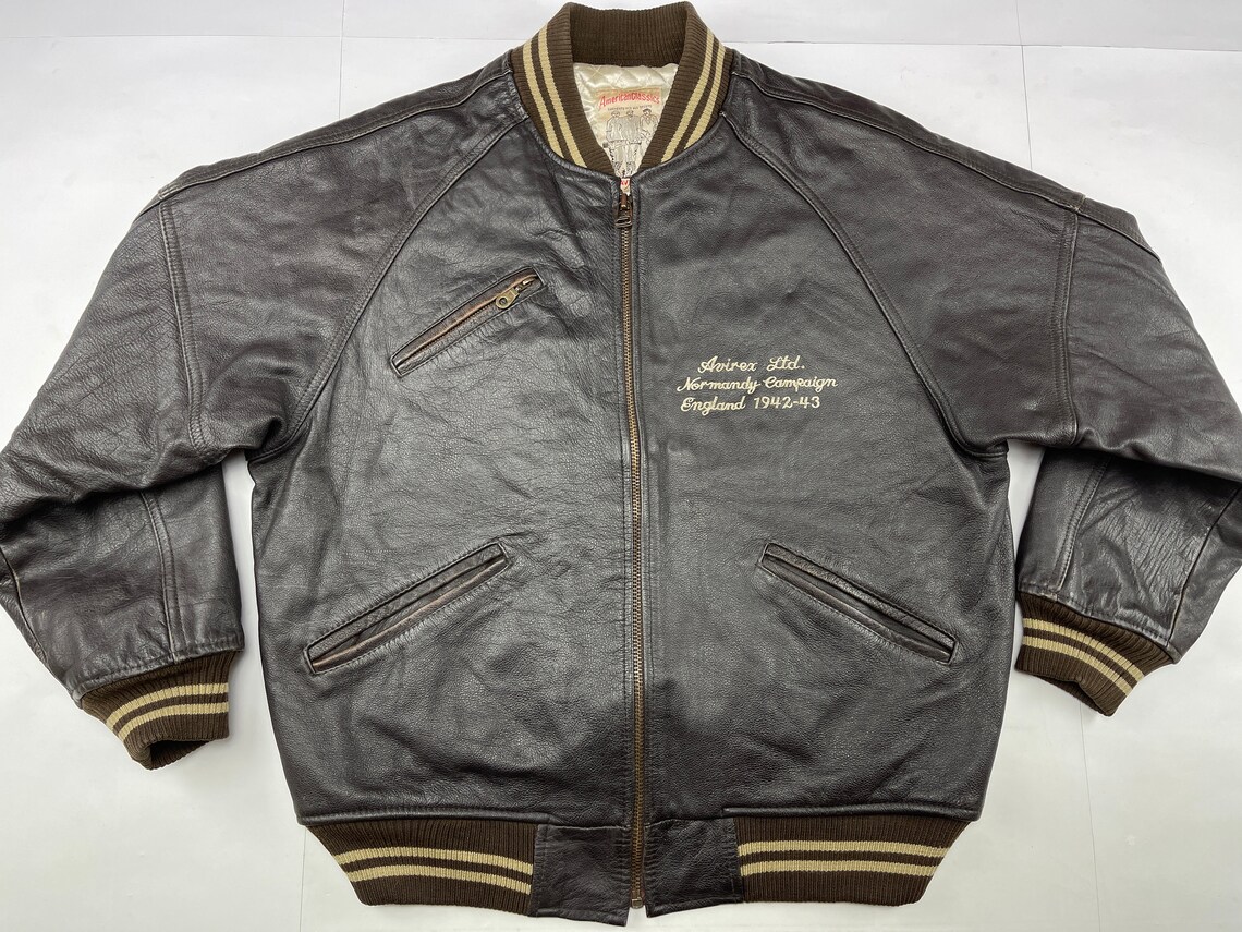 Veste en cuir AVIREX manteau noir en cuir vintage vêtements Etsy