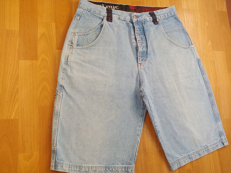Aem'kei Jeans Shorts Vintage Aem Kei Shiny Blue Hip Hop | Etsy