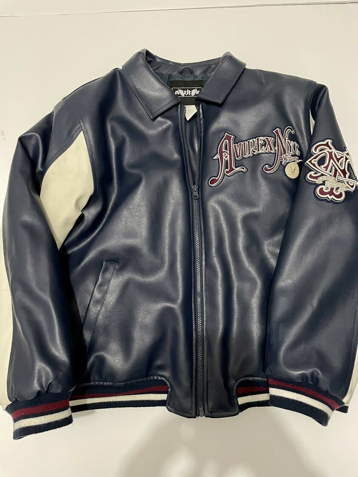 blue avirex leather jacket