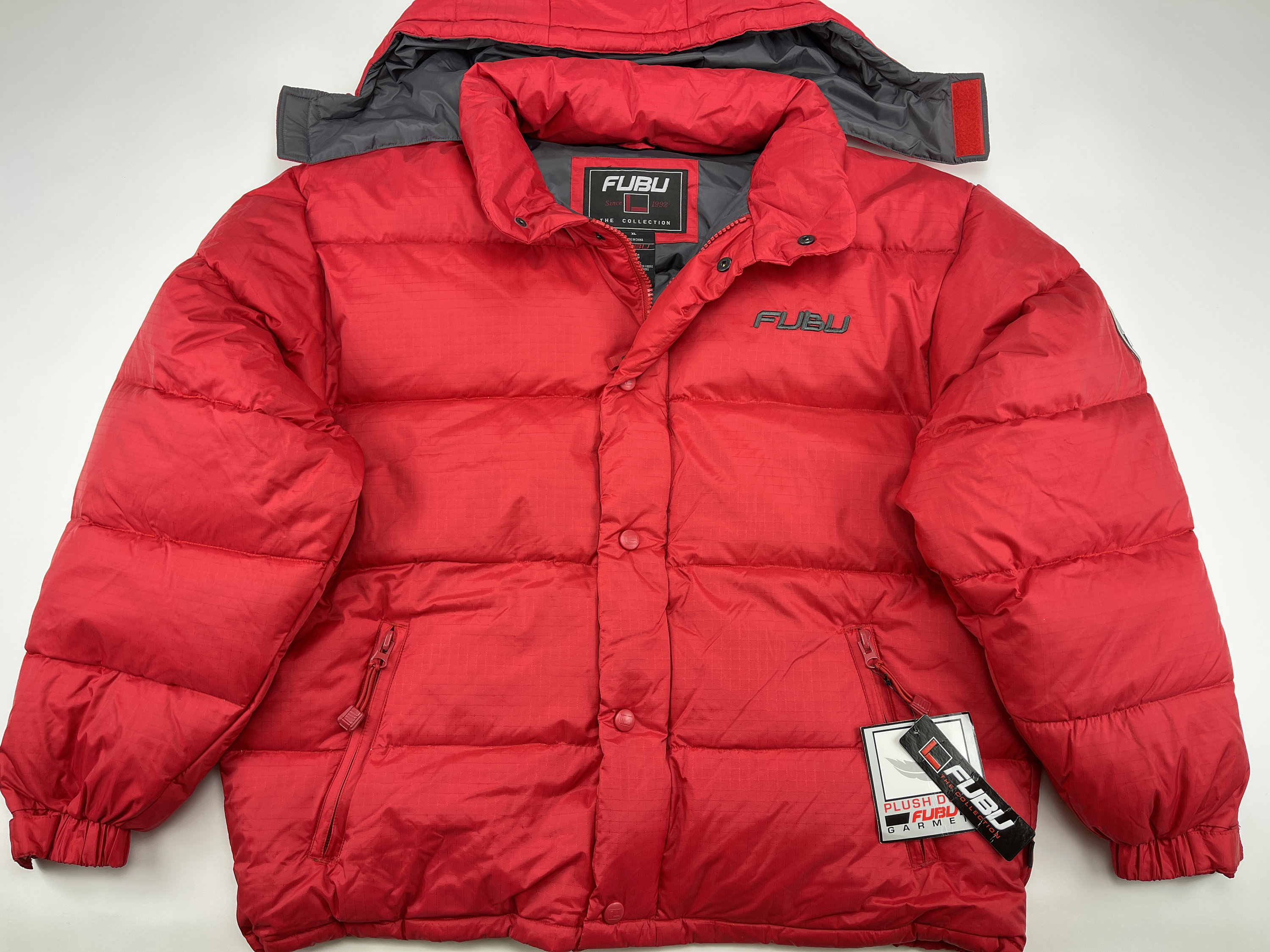 FUBU Puffer Jacket, Deadstock, Red, Nylon Vintage Duck Down Jacket