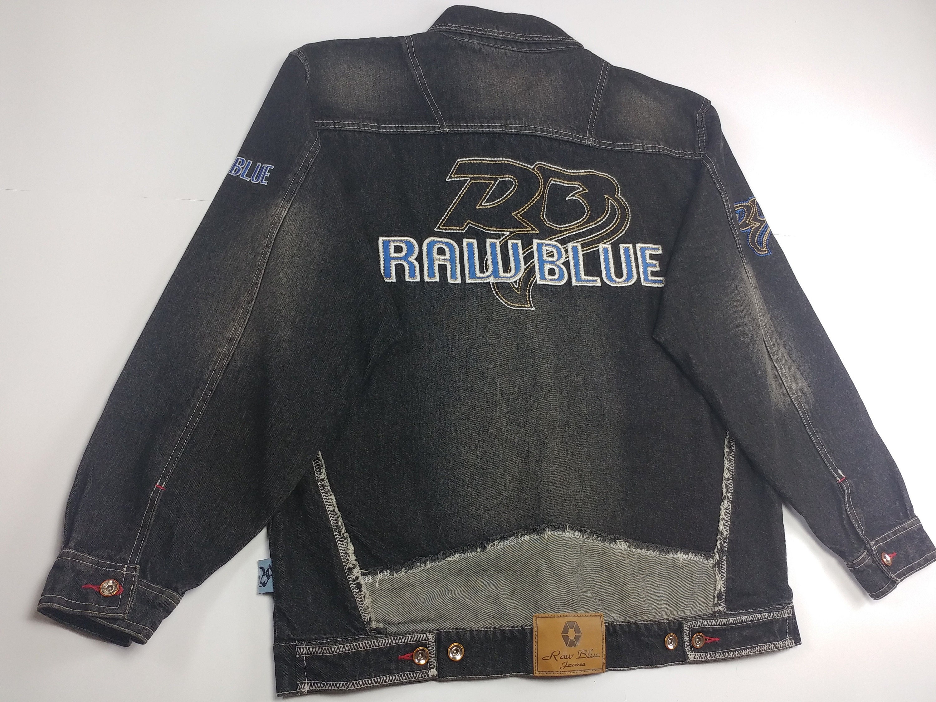 Raw Blue Jacket Black Vintage Denim Jacket 90s Hip Hop 