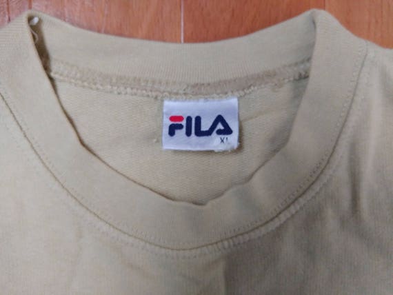 Fila T Shirt Vintage Beige Shirt 90s Hip Hop Clothin Gem