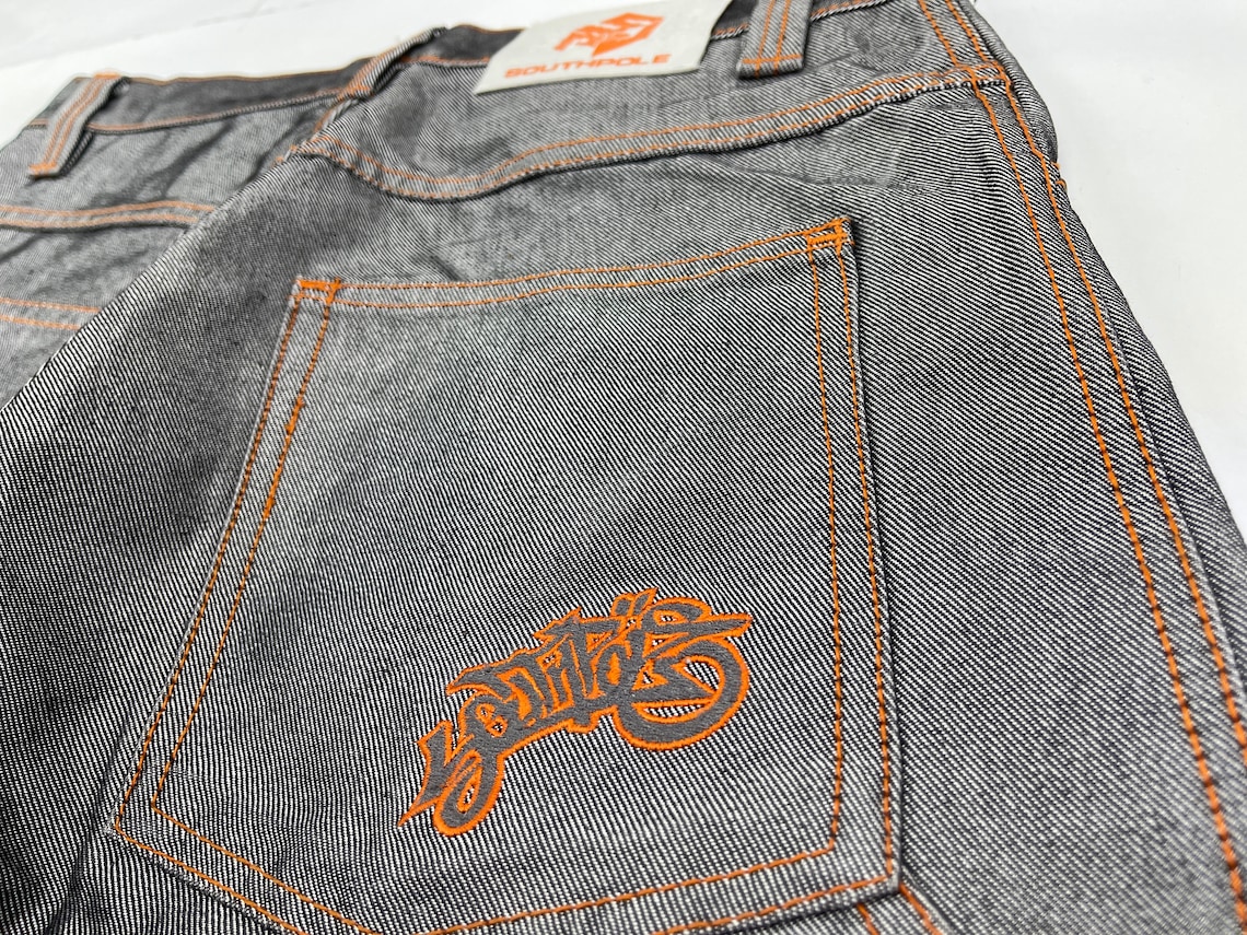 shiny baggy jeans
