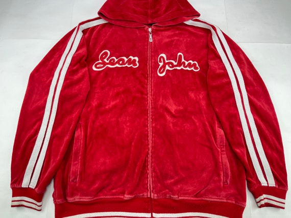 Sean John Hoodie Red Velour Vintage Hip 