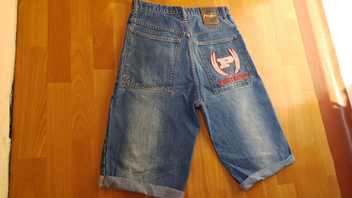 Phat Farm jeans shorts blue vintage baggy jeans 90s hip-hop | Etsy