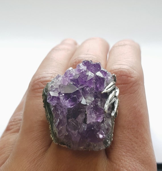 Geoda Amethyst And Silver Ring 925 Raw Amethyst Ring Ring Etsy Finland Geoda Amethyst And Silver Ring 925 Raw Amethyst Ring Ring Etsy Finland