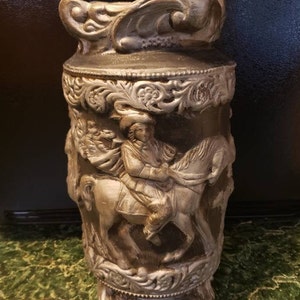 Vintage ceramic Umbrella stand  Renaissance Scene entryway decor