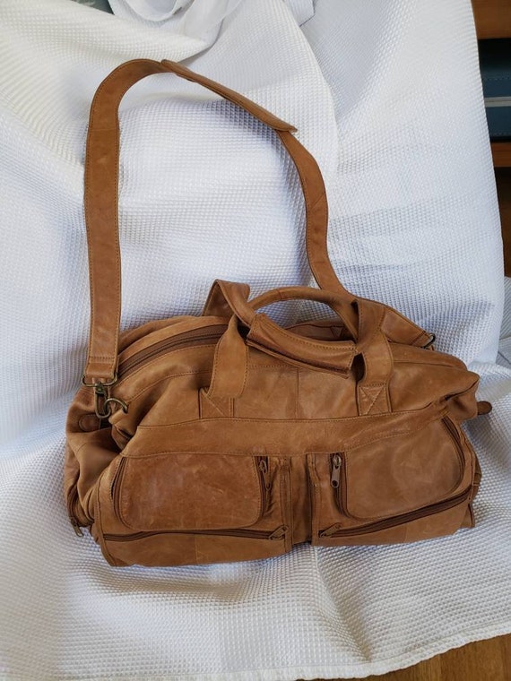 Duffle bag tote luggage men's travel bag Leather l
